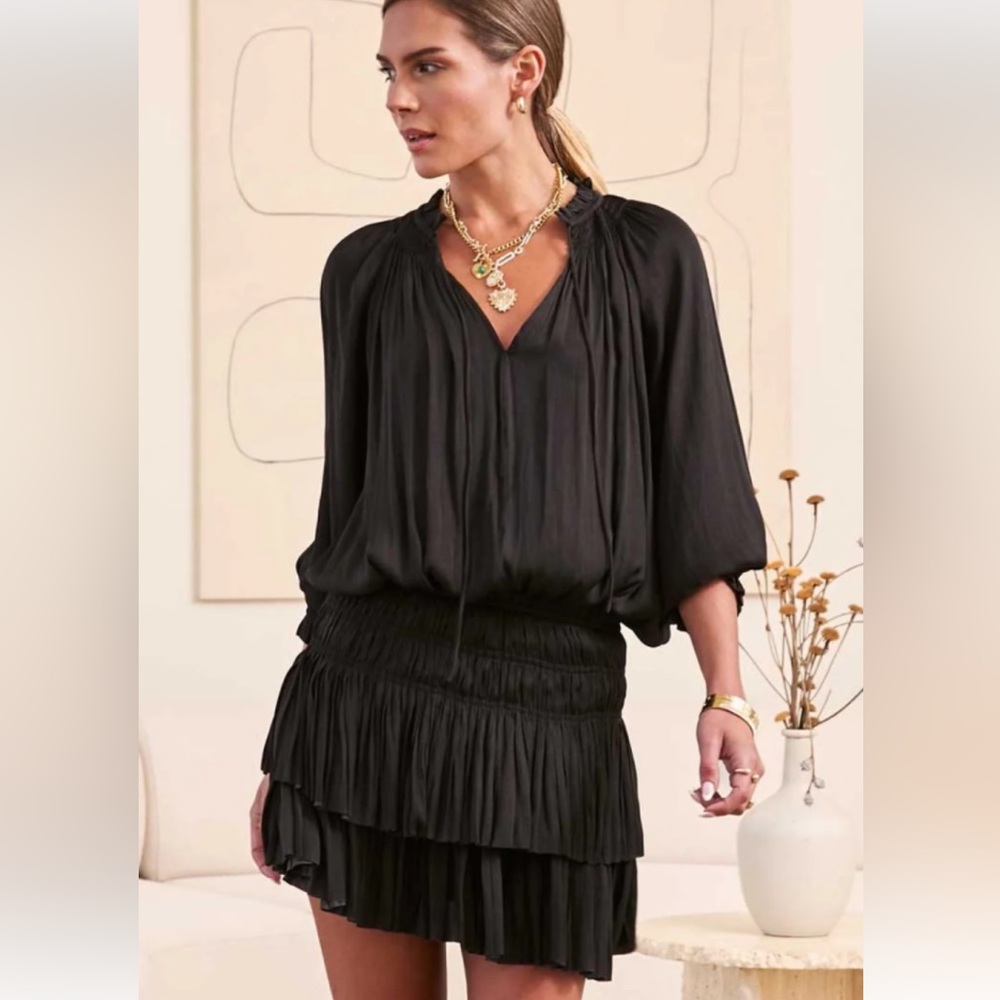 Ulla Johnson satin mini dress in dark navy, like new